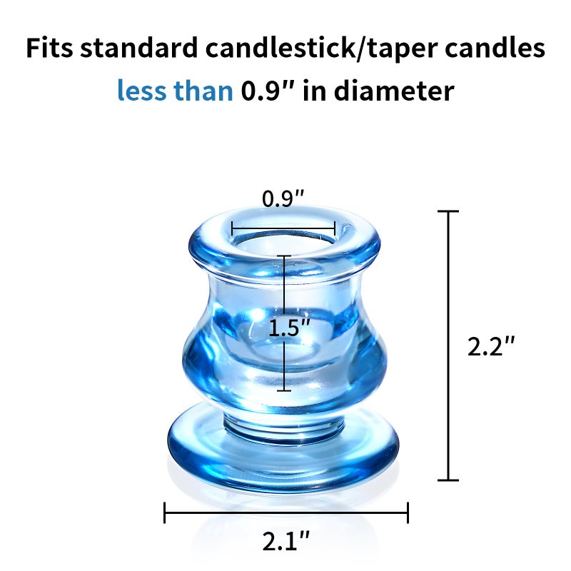 NITIME 12pcs Blue Candlestick Holders, Blue Glass Candle Holders for Pillar Candles, Taper Candle and Tealight Candles, Taper Candle Holders for Wedding, Table Centerpiece - Image 2